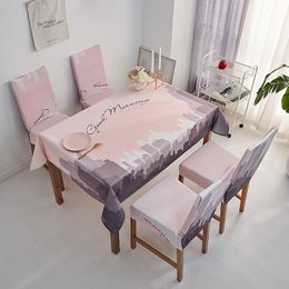 Waterproof cartoon polyester cotton tablecloth living rel decoration chair kit pink party table cloth T200707