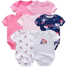 Top Quality 7PCS/LOT Baby Boys Girls Clothes Fashion ropa bebe kids Clothing Newborn rompers Overall baby girl jumpsuit 201023