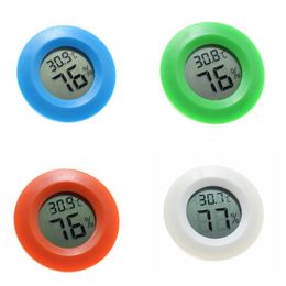 LCD Monitor Mini Thermometer Reptile Insect Camping Acrylic Tank Humidity Meter Thermometer Round Hygrometer Thermometer without Battery