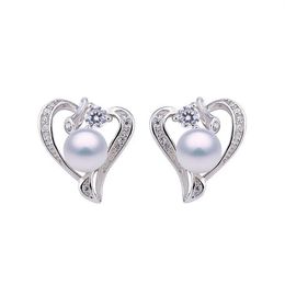 Heart Love Earrings Settings Silver Sterling 925 Mountings Pearl Accessories for DIY Jewellery Making 5 Pairs