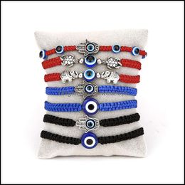 Charm Bracelets Jewelry Blue Evil Eye Braided Rope Chains For Women Men Turtle Elephant Hamsa Hand Red String Bangle Fashion Drop Delivery 2