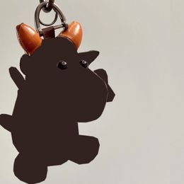 2021 Designer Cartoon Animal OX Creative Key Chain Ring PU Leather Cow Letter Pattern Car Handbag Keychain Gifts Accessories