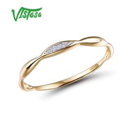 VISTOSO For Women Genuine 14K Yellow/White Gold Ring Shiny Diamond Promise Engagement Rings Anniversary Fine Jewelry Y200321