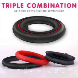 NXY Cockrings Fun Dingding Ring Triple Elastic Power Adult Men's Products Sex Tools for Couples Position Masturbation 1214