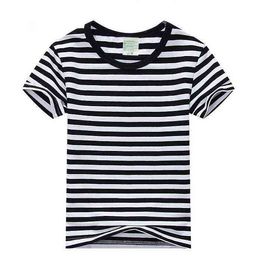 Summer Girls Boys T-Shirt Unisex Striped Black White Unisex Cotton Tops Tees Kids Clothes for 2 3 4 6 8 10 Years Old KT174001 G1224