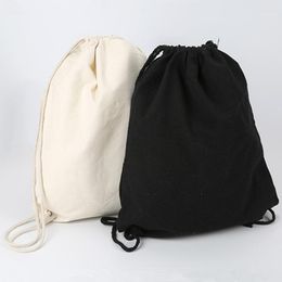 Storage Bags 2022 Canvas Fashion Drawstring Bag Lady Girls Shopping Portable High Quality Trendy Simple Backpack Shoulders