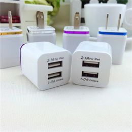 Dual USB cellphone Wall Charging Chargers 2 Ports Metal Charger Plugs 2.1A + 1 A Power Adapter Plug for samsung s4 s6 any cellphone