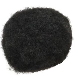 #1b Skin Afro Curly Toupee 10MM Man Weave Hair Black Mens Kinky Curly Male Toupee Human Hair Wigs Kinky Curly