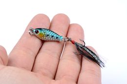 Hard Matal Spoons Lure Mixed Size Metal Sequins Spinner Bass Baits With Treble Feather Hook