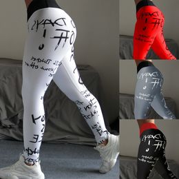 Women sports Pants hight waist full letter Printed Push Up Running Fitness Gym yoga Tight Trouser Pencil Legging T200601