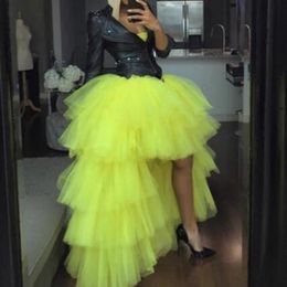 Cheap Tulle Skirts Tutu Length Hi Low Cute Woman Tulle Skirt For Wedding Saias Longa LJ201119