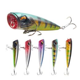 Balıkçılık Lures 8 cm 14g Topwater Popper Bait 5 Renk Sert Yem Yapay Wobblers Plastik Olta Kancası ile Mücadele