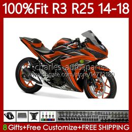 Injection OEM Fairings For YAMAHA YZFR3 YZFR25 YZF-R25 Gloss Orange 2014-2018 Bodywork 102No.205 YZF-R3 YZF R3 R25 14 15 16 17 18 YZF R 3 25 2014 2015 2016 2017 2018 Body Kit