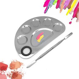 Stainless Steel Makeup Tools Watercolour Paint Palette For Nail Art Mixing Foundation Tools