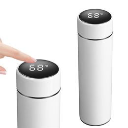 500ml Intelligent Thermos Bottle Vacuum Flasks Temperature Display LCD Touch Tea Water Mug Stainless Steel Insulated Bottle Cup 201221