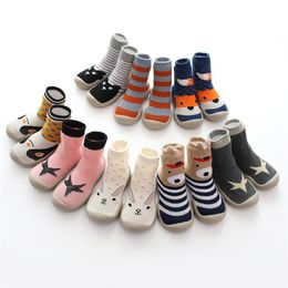 New Kids Floor Socks Cartoon Baby Walking Shoes Slip-proof Rubber-soled Shoe Sock Toddler Foot Socks 201112