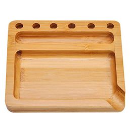 Latest Natural Bamboo Wood Portable Preroll Scroll Roll Cigarette Tray Holder Hole Stand Base Dry Herb Tobacco Smoking Plate DHL Free