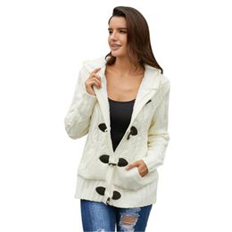 Womens Fleece Plush Coat Fashion Trend Long Sleeve Cardigan Hooded Sweater Outerwear Designer Female Spring New Casual Loose Knitting Coat