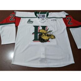 CUSTOM Men NATHAN MacKINNON #22 HALIFAX MOOSEHEADS WHITE RED GREEN Hockey Jersey 100% Embroidery Jersey or custom any name or number Jersey