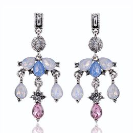 2020 New Fashion Crystal Flowers Drop Earrings Rhinestone Decoration Ball Dangle Earrings Women Christmas Gift Jewelry