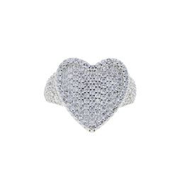 Drop Ship Bling Full Cubic Zircon Silver Colour Ring Iced Out Micro Pave 5A Cz Heart Lovely Hip Hop Punk Rap Women Jewellery