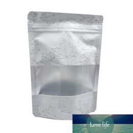 50Pcs/lot White Printing Stand Up Aluminum Foil with Clear Window Zipper Storage Bags Zip Lock Dried Flower Powder Packing Bags