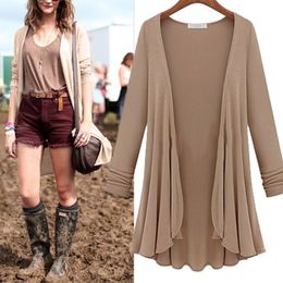 2020 NEW Women Fashion Cotton Top Thin Blouse Long Sleeve Summer Cardigan Sweater Coat Big Size Flounce Plus Size T200101