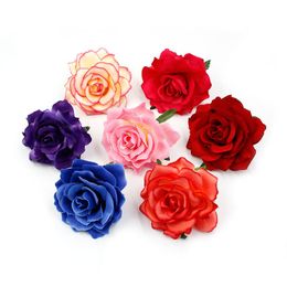20pcs/lot 10cm Big Silk Blooming Roses Artificial Flower Head For Wedding Decoration DIY Wreath Gift Scrapbooking Craft Flower Y200111
