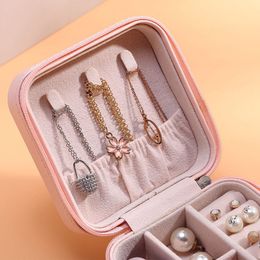 PU Jewelry Box Monolayer Jewel Case Ear Studs Zipper Storage Box Ornaments Jewelry Ring Boxes Storage Bins GGA3826-3