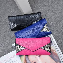 2021 Women Stone Snake Pattern Wallet Three Fold Multipurpose Purses Clutch Card Holder Magnet Lang Soft Wallets