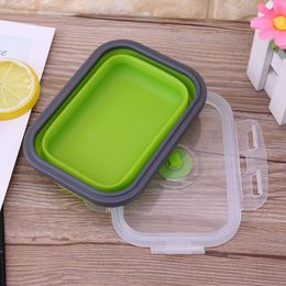 50Pcs/lot Free DHL/FedEx Shipping Silicone Folding Bento Lunch Box Collapsible Portable Lunchbox Dinnerware Meal Food Container For Kitchen