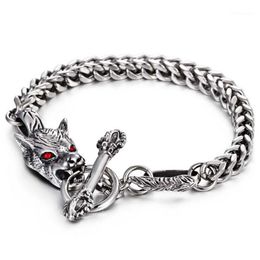 cable link chain Australia - Link, Chain Vintage Punk 316L Stainless Steel Wolf Bracelets For Men Jewelry Twisted Cable Crystal Bangle Mens Accessories Jungle Jewelry1