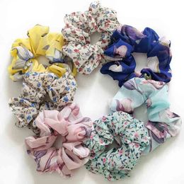 Floral Hairband Chiffon Large Intestine Hair Ring Flower Hairband Women Hair Ties Girls Summer Hair Accessories 6 Designs