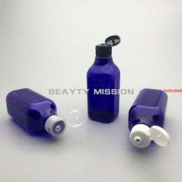 200ML 24PCS Empty Blue Plastic Flip Screw Cap Bottle,Shampoo Square Cosmetic Essential Oil Bottle, Containergood qualtity