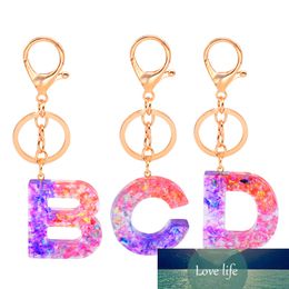 Cute Acrylic Key Chains 26 Initials Letter Pendant Key Chains Car Sequins Keyrings Key Ring Holder Charm Bag Accessories Gift