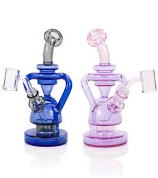 Vintage 8inch Trio Recycler Glass BONG Hookah Smoking Pipes Oil Burner with banger can put customer logo
