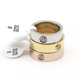 With box 4mm 5.5mm titanium steel silver gold love rings bague for mens and women wedding couple engagement lovers gift Jewellery size 5-11