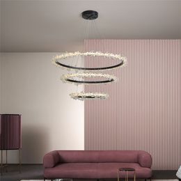 Postmodern crystal pendant light simple personality round creative home bedroom Crystal Staircase pendant lamp hanging Lights