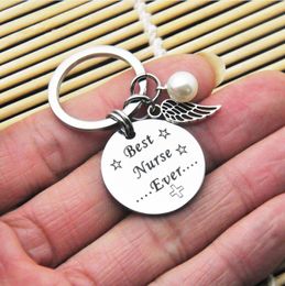 BEST NURSE EVER Hand Stamped Charms Keychain Gift Jewellery for friend