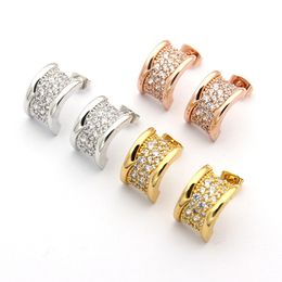 Stainless steel fashion full diamond waist earrings B rose gold starry earrings for woman