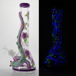 New Unique Heady Glass Bong Oil Dab Rig 7mm Thick Water Pipes Heady Glass Hookahs With Bowl & Diffused Downstem LXMD20109