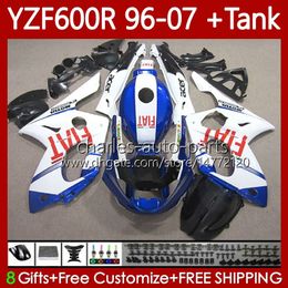 Bodys +Tank For YAMAHA YZF600R Thundercat YZF 600R 600 R 96-07 Bodywork 86No.60 YZF-600R 96 97 98 99 00 01 02 07 White blue blk YZF600-R 1996 2003 2004 2005 2006 2007 Fairing