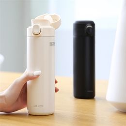 Sport cute water bottle Portable Vacuum travel Mug Drink Bottle Stainless Steel insulated tumbler tea cup Coffee Thermos bottles 201221