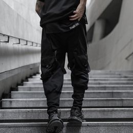 Cotton Hip Hop Cargo Pants Men Streetwear Ribbon Trousers Casual Harem Joggers Sweatpants Harajuku Tide Brand Mens Clothing 201110