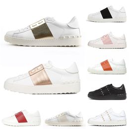 new arrival spikes dress shoes 2021 mens women leather trainers white black red rivet shoes open low sports fashion sneakers size 3546