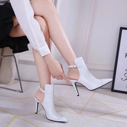 Hot Sale- New semi-naked boots European and American temperament Fine heel and high heel 9CM fashion boots Sexy night club pumps Origin