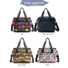 2021 New Printed Portable Picnic Bag Oxford Cloth Insulation Bag Double-Layer Portable Lunch Portable Insulation Bag Ice Pack