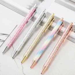 20pcs Kawaii Ball Pens Glitter Metal Ballpen Ballpoint Pens Student Pens for School Stationery Office Supplies 1.0mm 201202