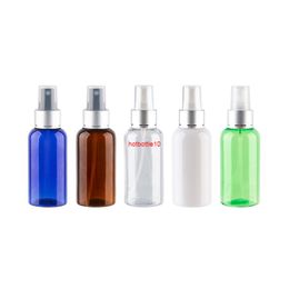 75ml x 30 Silver Aluminium Sprayer Perfume Bottles Refillable PET Travel With Mist Transparent Green Blue Bottlesshipping