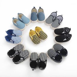 First Walkers Spring Autumn Baby Fashion Plaid Infant Boy Girl Crib Shoes Canvas Soft Sole Casual